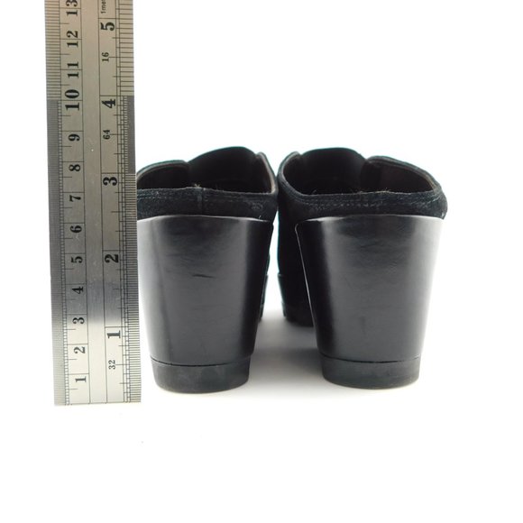 DONALD J PLINER Black Suede Leather Platform Wedge Slide Mules 7.5 - Picture 6 of 8